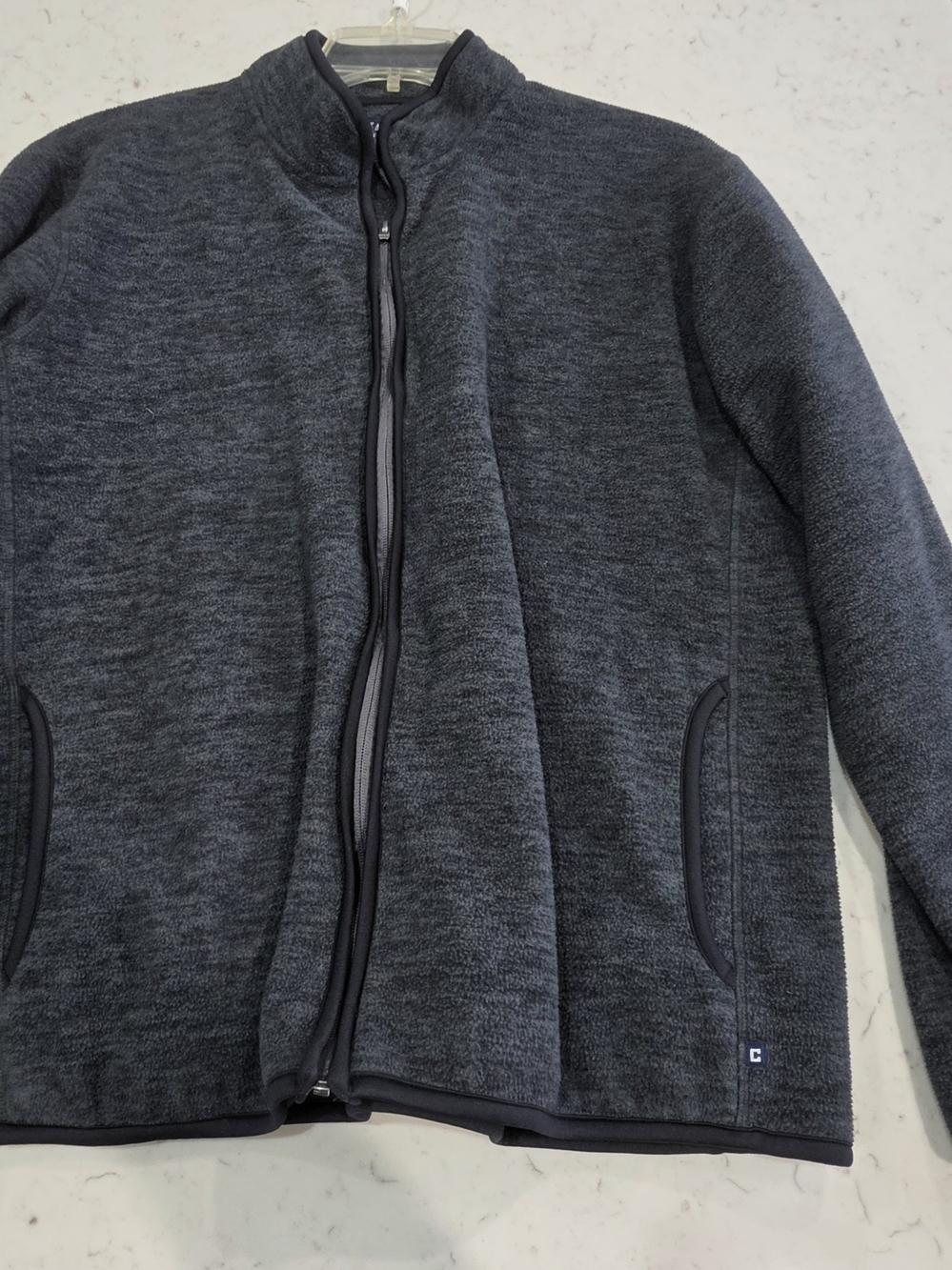 Chaps Dark Gray Full-Zip Lightweight Fleece Jacket